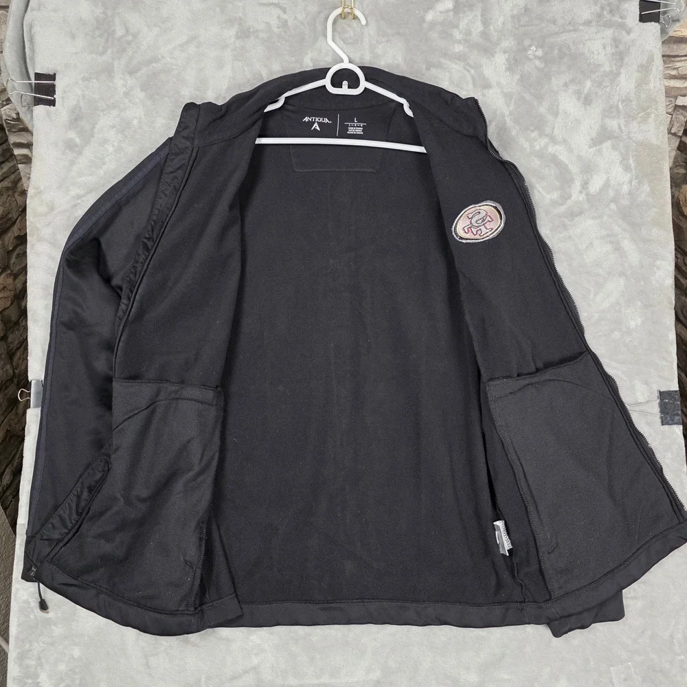 San Francisco 49ers Track Jacket Full Zip Antigua Mens L Black Excellent Sporty